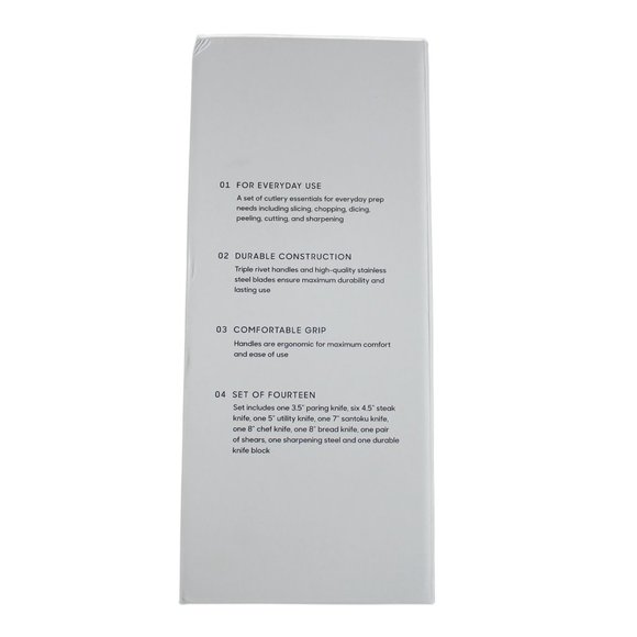 14 PC Sharper Image Knife Block Set AQUA SKY High Quality Stainless Steel Wood - Picture 3 of 6